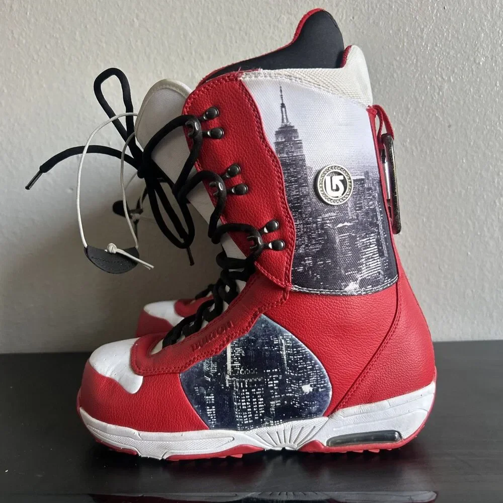 Burton Boxer Skyline Snowboard Boots Men's Size 9.5 Red White Retro